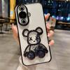 Блестящий чехол с мультяшным медведем и зыбучим песком для Huawei Nova 11 Reno 10 9 Pro Mate 60 50 40 30 Pro P60 P40 Pro, прозрачная пленка для камеры, мягкий чехол