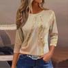 Women's Fashion Casual Round Neck 3/4 Sleeve Loose  Printed T-Shirt Ladies Top