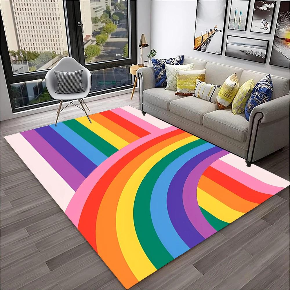 3D Colour Illusion Rainbow Vision HD Carpet Rug for Home Living Room Bedroom Sofa Doormat Decor,kids Area Rug Non-slip Floor Mat