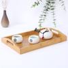 With Handles Bamboo Serving Tray Aesthetic Food Storage Tray Wooden Organizer Tray Utensils