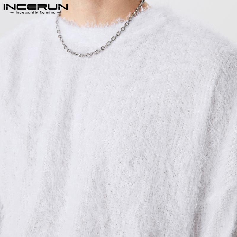 INCERUN Men Autumn Winter Long Sleeve Fleece Warm Tops Casual Furry Pullovers
