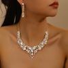 2 шт./набор Женский ювелирный набор Сверкающий дизайн «Капля воды» Свадебное колье и серьги-капли Набор Свадебные украшения Подарок