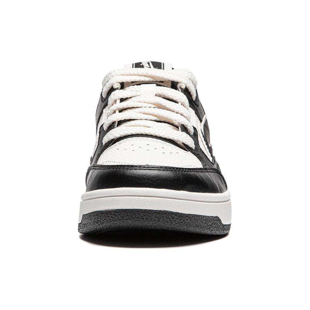 Li Ning Tian Ji Casual Versatile Thick Sole Height Increasing Non-Slip Wear-Resistant Low-Top Skate Shoes Women Sneaker White Black AGCU096-4