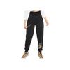 Nike Sportswear Swoosh Print Drawstring Cuffed Fleece Sweatpants Women Bottoms Black BV5034-010