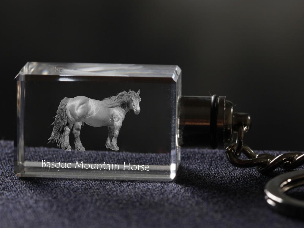 Basque Mountain Horse - Crystal Pendant with Photo of a Horse, Illuminated Pendant, Unique Gift by Art-Dog Brand