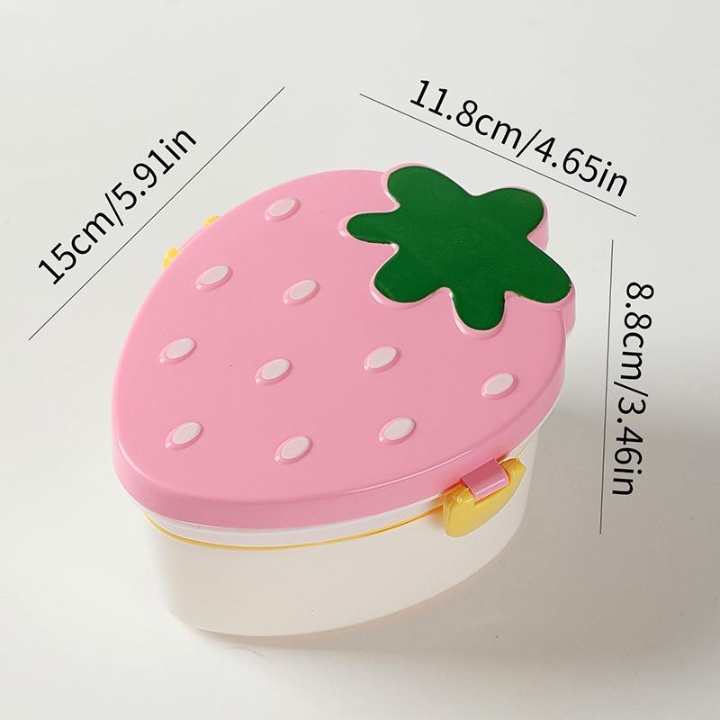 500 мл ланч-бокс в форме клубники, 2 слоя еды, фруктовые контейнеры для бэнто, красная розовая посуда для микроволновой печи, милая школьная миска для детей