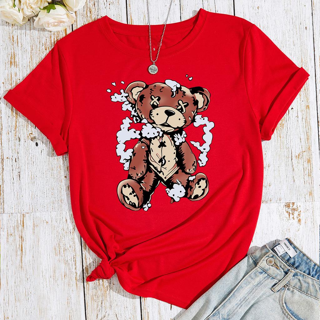 Хлопковая футболка Naughty Bear с коротким рукавом и круглым вырезом для женщин, топы с 2D-принтом