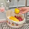 Cream Style Cute Multi-functional Drainage Basket Household Living Room Fruit Drainage Basket Kitchen Simple Rice Washing Basket