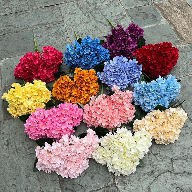 1PC 5-Head Artificial Flowers Silk Hydrangea Bridal Bouquet Real Touch Fake Flowers Home Party Wedding Decoration