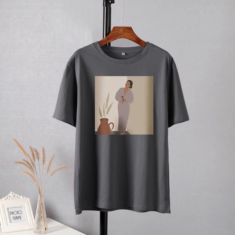 Hirsionsan элегантные мягкие футболки с рисунком женские летние повседневные базовые футболки с короткими рукавами женские корейские универсальные топы из 100% хлопка