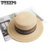 Women Summer Sun Protection Flat Top Straw Hat Travel and Tourism Sunshade Beach Hat
