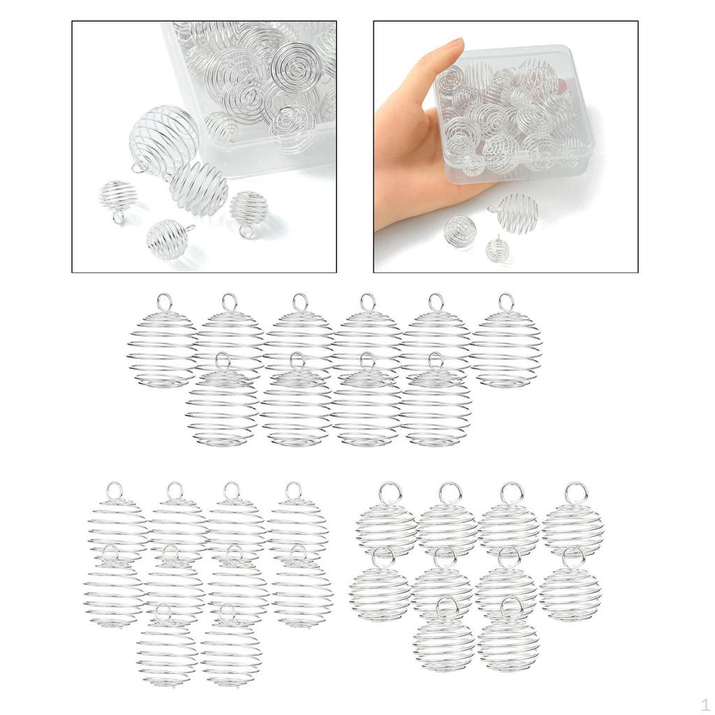 30Pcs Spiral Bead Cages Pendants Locket Earrings Charms Crafting for Jewelry Making Portable