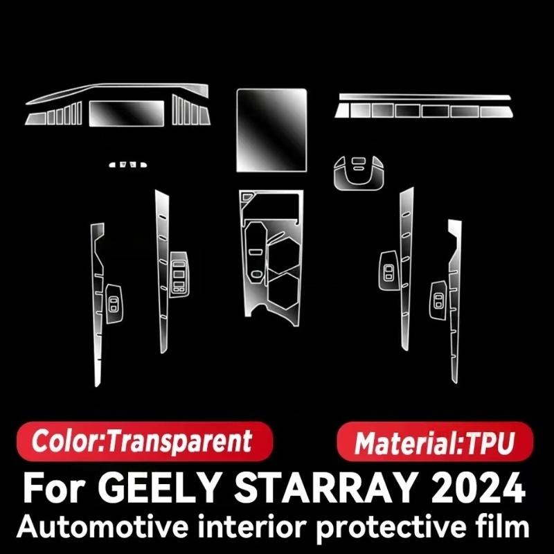 Наклейка Пленка ТПУ Для GEELY STARRAY 2024 Прозрачная Защитная Пленка Аксессуары для Салона Автомобиля Центральная Консоль Панель Навигации