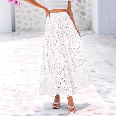 Женская 2025 Новая Мода Курортный Стиль Пляжная Ажурная Элегантная Юбка Длинная Юбка