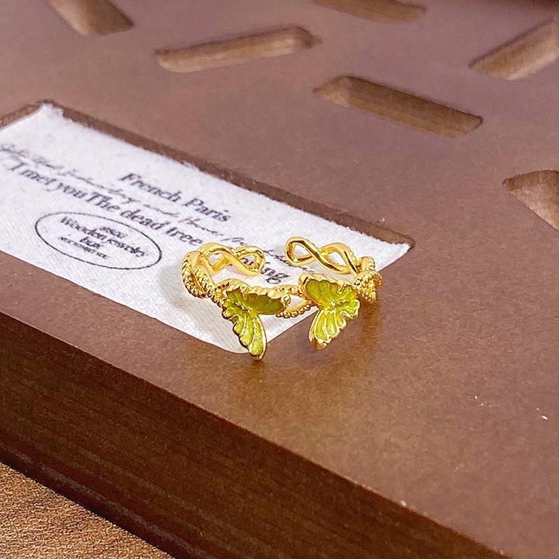 Кольцо с узором «Золотая эмаль, капля масла», Женское средневековое изысканное кольцо на указательный палец высокого класса, Модное кольцо в придворном стиле, Кольцо частичного богатства