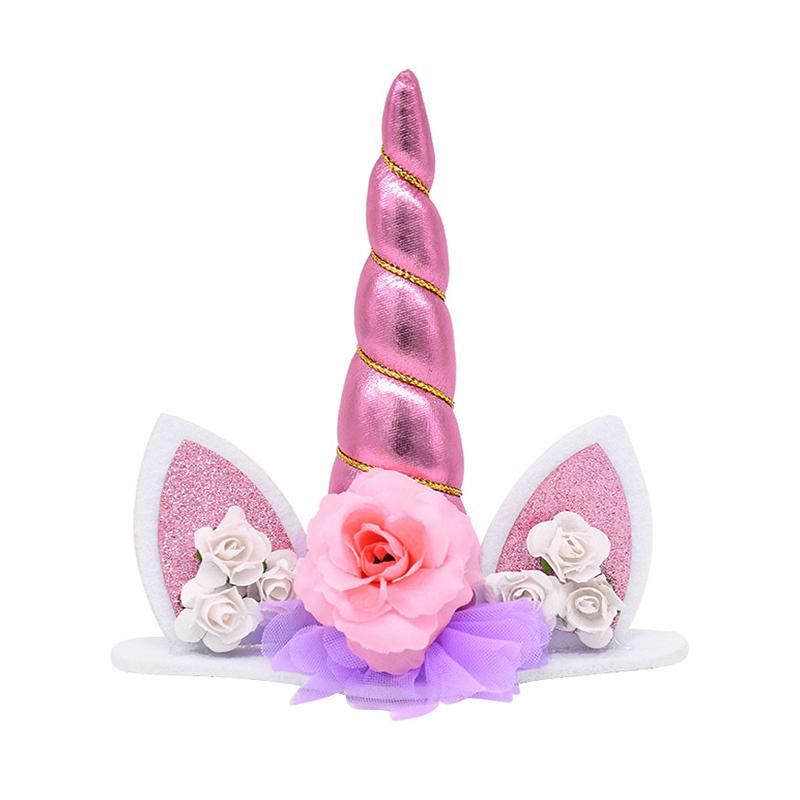 Unicorn Cake Topper Rainbow Horn Kids Girl Birthday Party Cake Decoration Tools Baby Shower Wedding Unicorn Theme Party Supplies