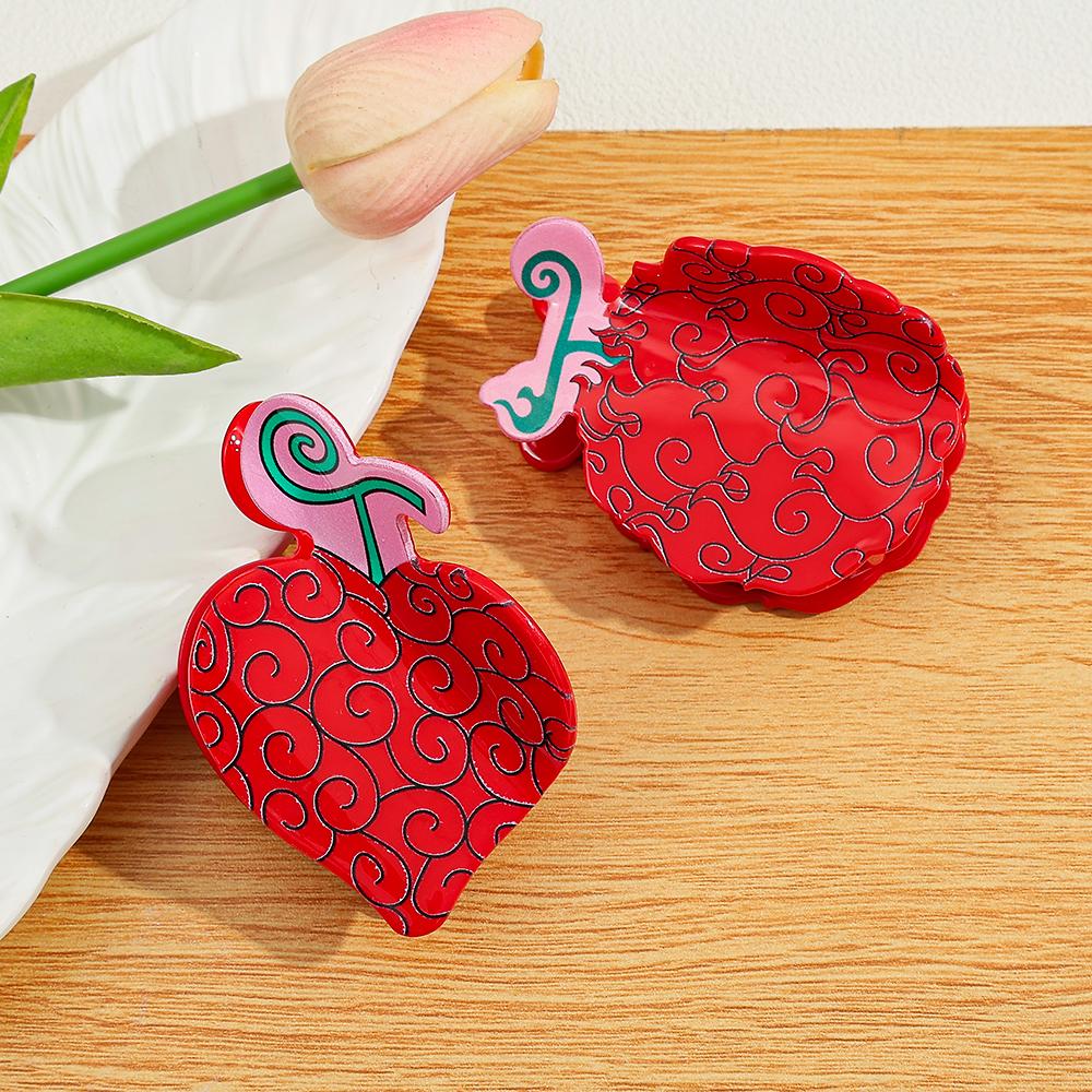Red Fruit Series Acrylic Hair Claw Clip Stylish Hair Accessory to Enhance Your Hairstyle Attractiveness Decorative Headwear