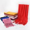 Autumn And Winter Solid Color Imitation Cashmere Scarf Women'S Red Annual Meeting Embroidery 200g Warm Shawl Scarf