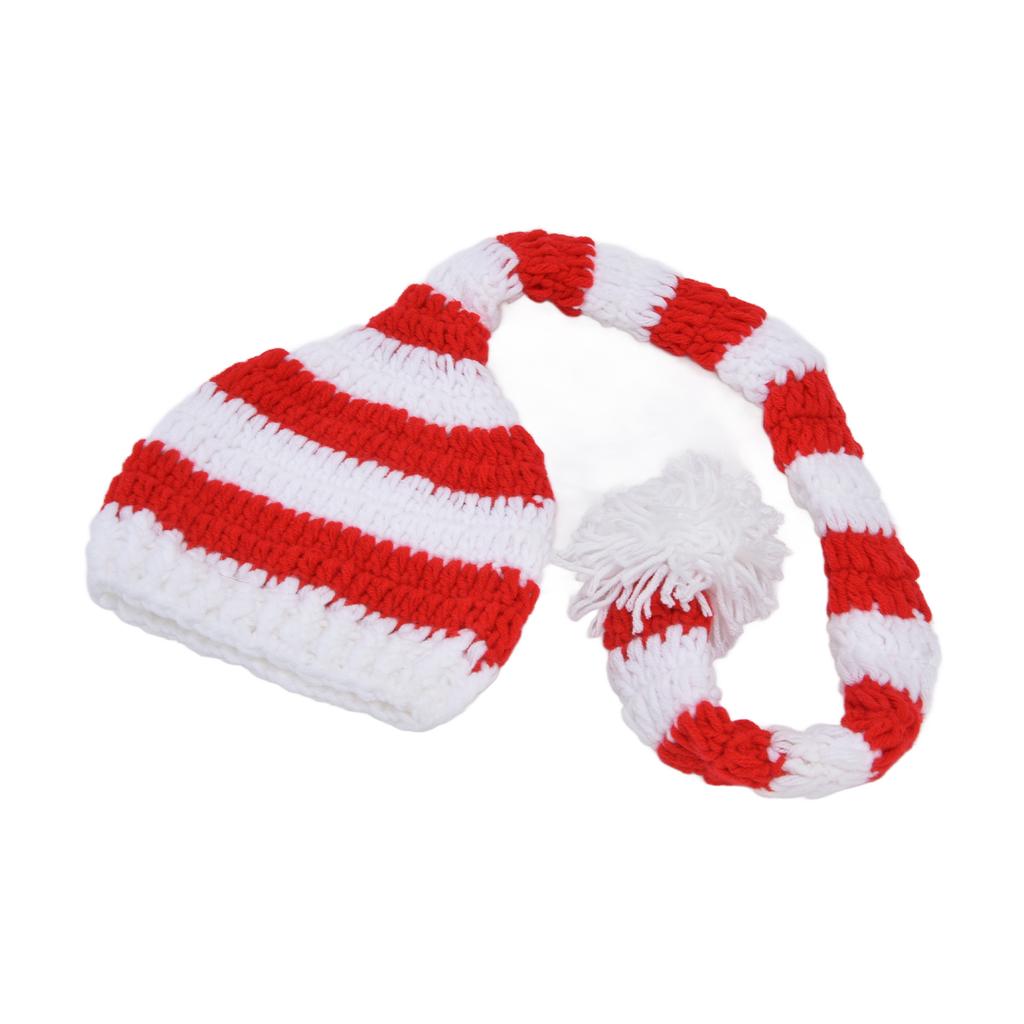 Baby Christmas Knit Hat Long Tail Shape Children Santa Hat for Baby Photography Props