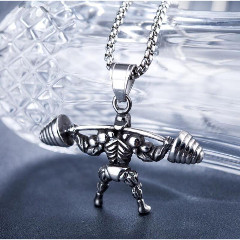 Аксессуары Ожерелье со штангой для тяжелой атлетики Мужская фитнес-подвеска Цепочка из титановой стали Аксессуары