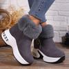 Winter Non-Slip Snow Boots Women Fashion Faux Fur Plush Platform Ankle Boots Woman Air Cushion Warm Cotton Padded Shoes