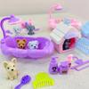 Animal Puppy Pretend Play Toy Dog Doll Set Scene Playing Toys New Dog Pet Basket Toys