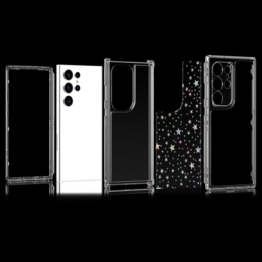 For Samsung Galaxy S25 Ultra/S24 Ultra Case Acrylic TPU Clear Phone Cover with Laser-printed Film