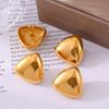 New Smooth Three-dimensional Triangular Stud Earrings Trendy Personalized Design Titanium Steel Plated 18k Gold Retro Earrings Women