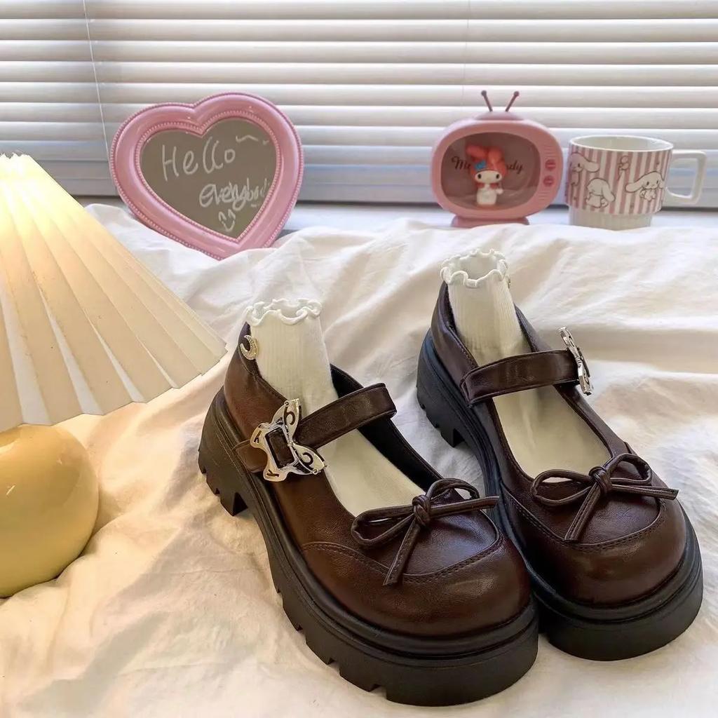 Модные туфли-лодочки в японском стиле Лолита для женщин, женская обувь с бантом, круглый носок, платформа, средний каблук, готические Мэри Джейн, стильные, новейшие, 39