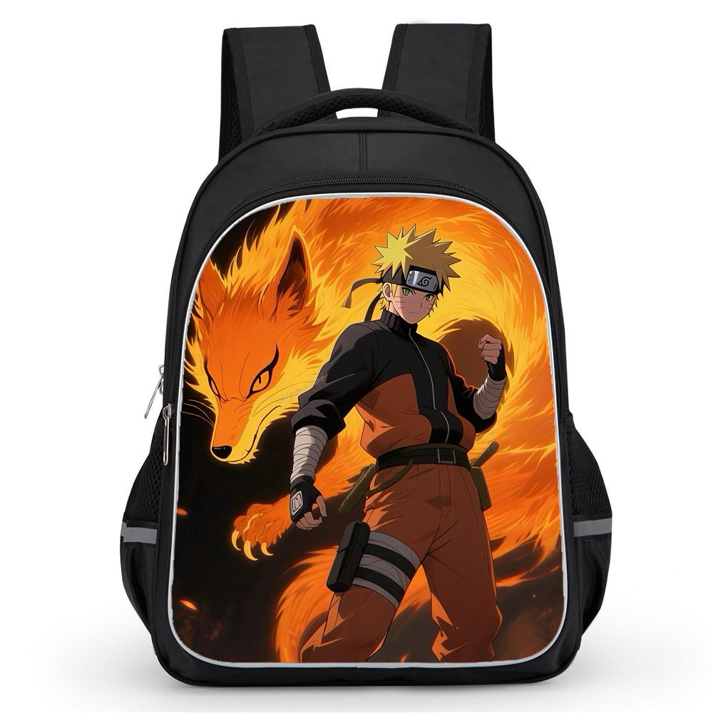 Школьный рюкзак для детей 16 дюймов NARUTO Мультяшный дизайн Легкий Прочный Двойная молния Карманы Для мальчиков и девочек Возраст 5-10 лет