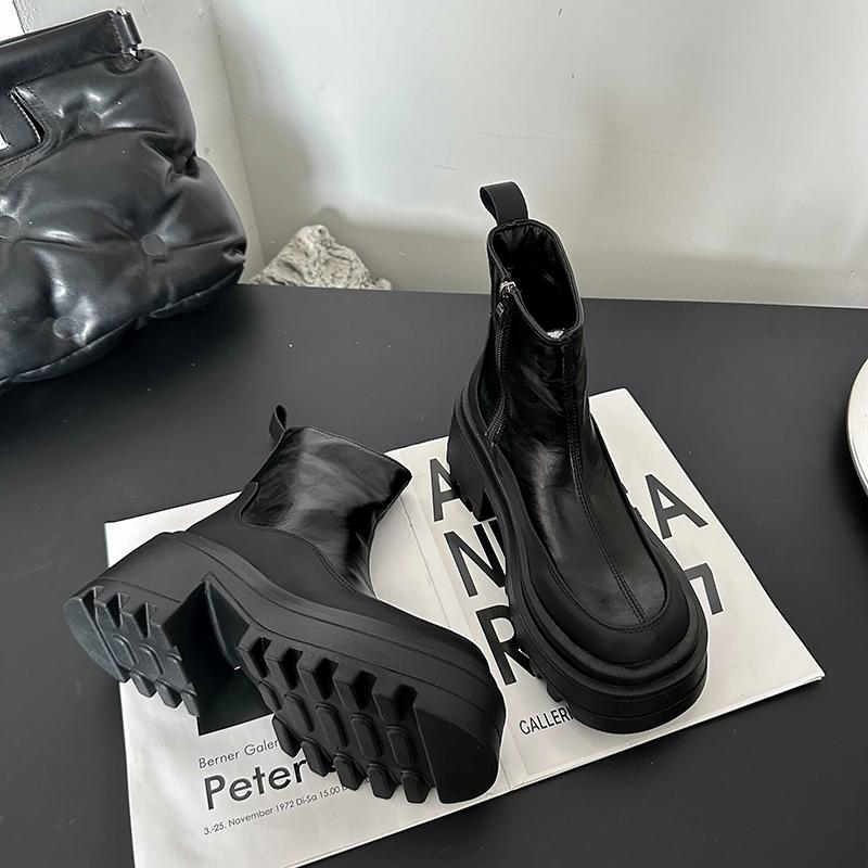 Женские ботильоны на платформе с высоким каблуком, дизайнерские массивные кожаные туфли, зимняя мода 2025 года, повседневная обувь в готическом стиле, модные туфли-лодочки Botas Mujer