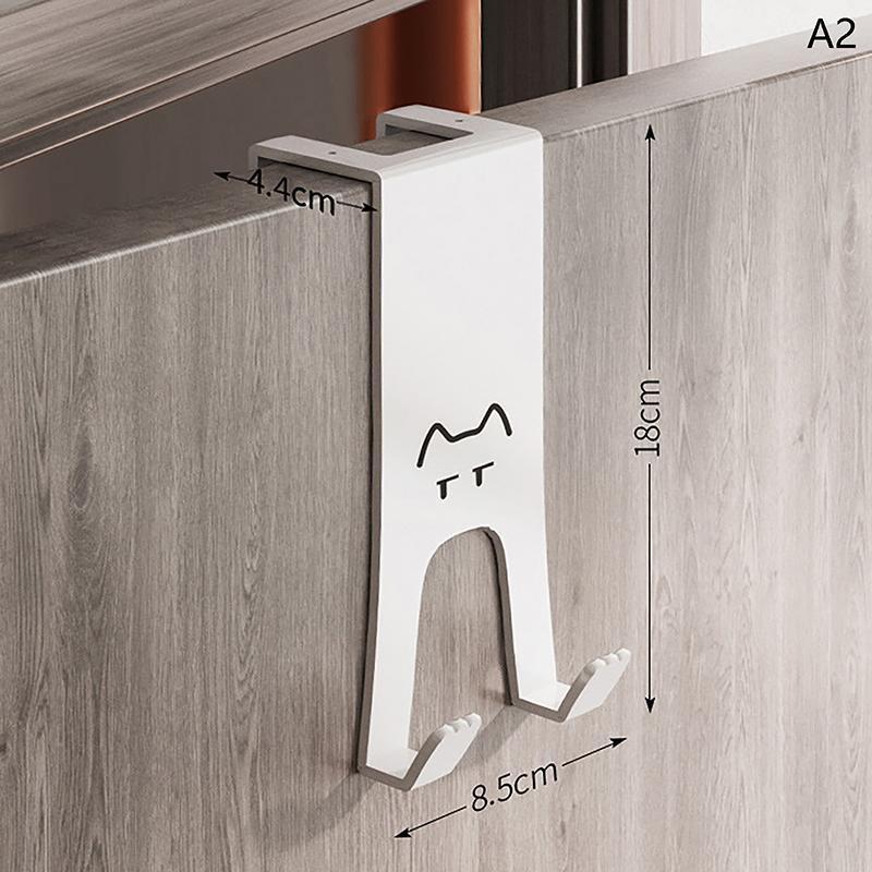 Cute Cartoon Cat Behind Door Hook Home Punch Free Kitchen Bathroom Cabinet Hanger Multi-Purpose Iron Key Hat Clothes Hook