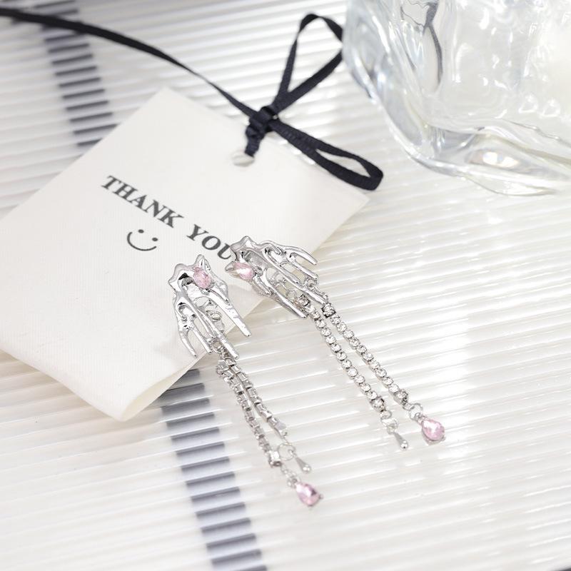 Женские модные асимметричные серьги-пусеты с лунным камнем и опалом - крутая модная бижутерия с серебряной иглой