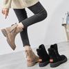Women's Winter Padded High Top Snow Shoes Solid Color Side Zipper Round Toe Cotton Shoes