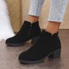 Женские ботильоны на высоком каблуке Элегантные с круглым носком Модные и универсальные Теплые зимние модные ботинки