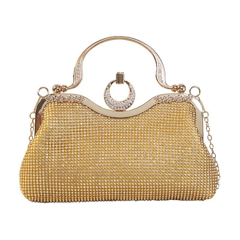 Vintage Style Rhinestone Evening Bag With Lock Closure For Formal Events And Daily Use