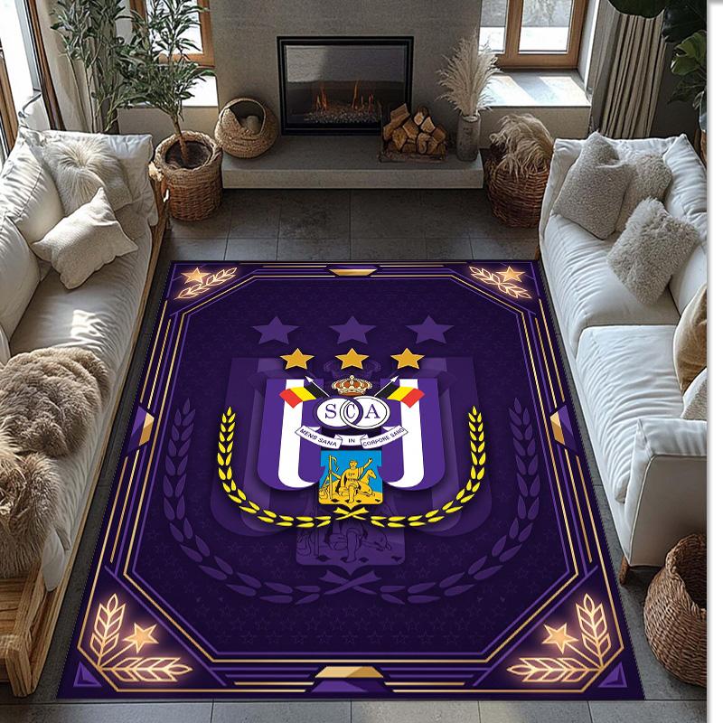 Anderlecht FC Soccer Football Pattern Soft Area Rug Non Slip Indoor Floor Carpet Sports Decor Mat for Bedroom