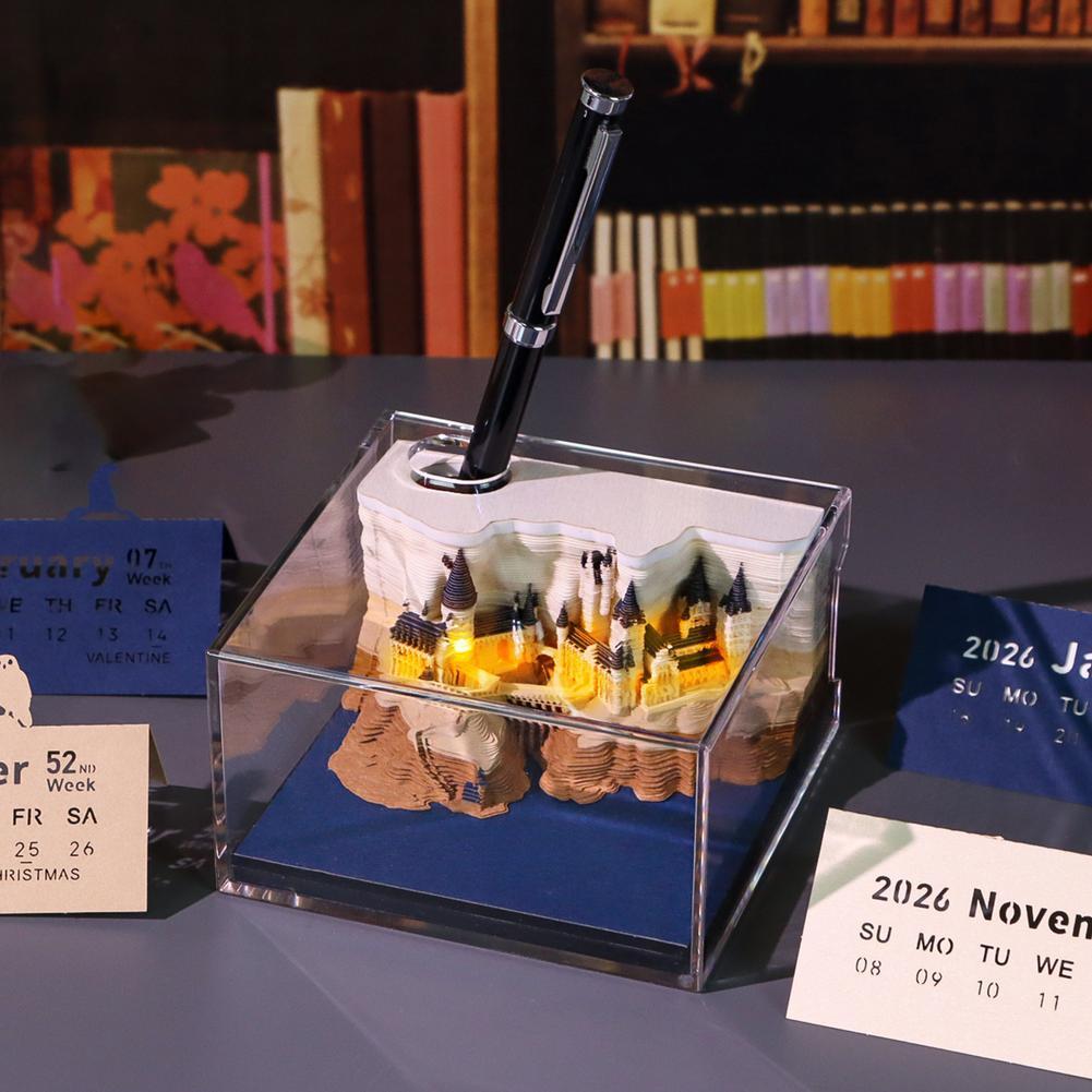 2026 Treehouse 3D Desktop Calendar Sticky Notes Creative Crafts Souvenirs Paper Carvings Memo Pad New Year Gifts Office Ornament
