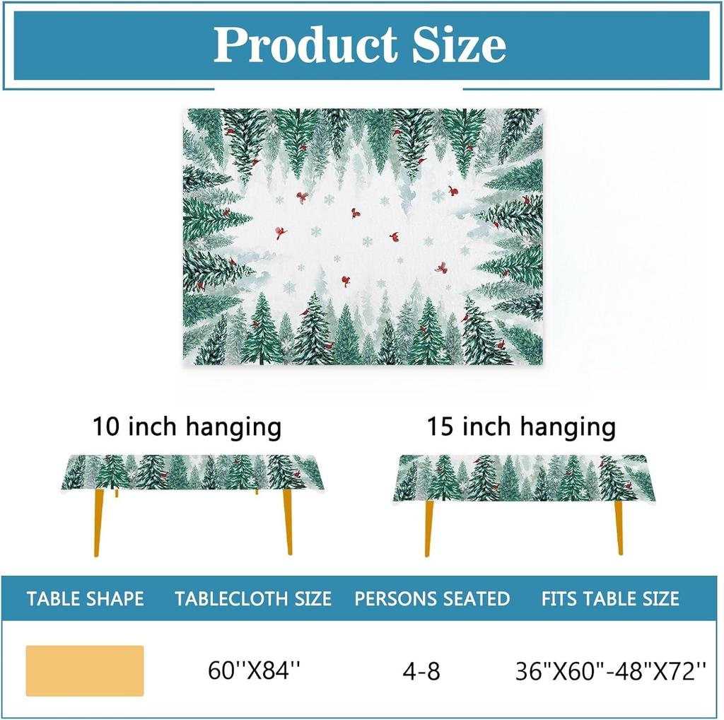 Рождественский Лес Кардинал Сосна Водонепроницаемая Скатерть для Вечеринки Декор Стола Зимний Праздник Кухня Обеденный Стол Скатерть Рождественский Декор