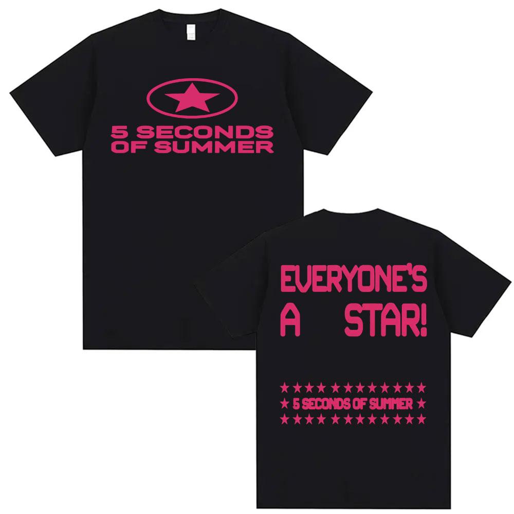 5 Seconds of Summer Everyone's A Star World Tour T-shirt Men Women Harajuku Hip Hop Street Y2K T-shirts Cotton Oversized Tops