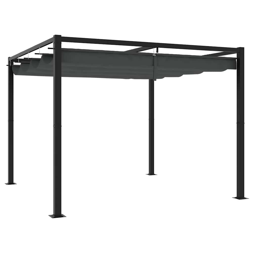 Vidaxl Altana Ogrodowa Ze Zwijanym Dachem, Antracytowa, 3X3 M, Stalowa