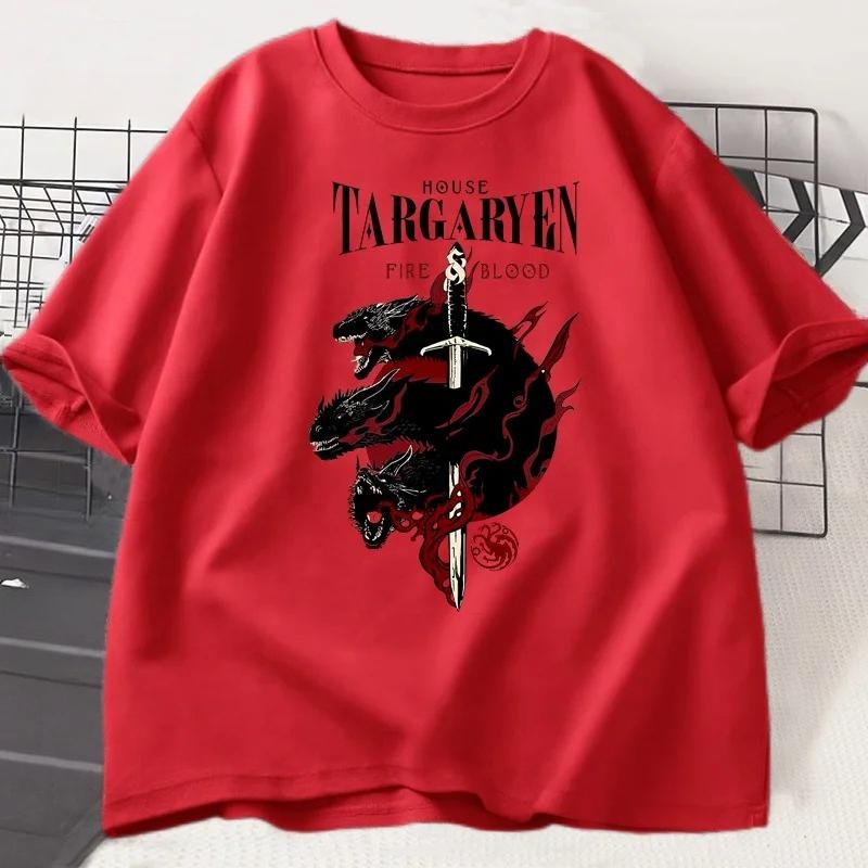 House Targaryen T Shirt Fire and Blood TShirt GOT Unisex Tshirt Cotton Fashion Short Sleeve Casual Printed Tee Shirt Streetwear