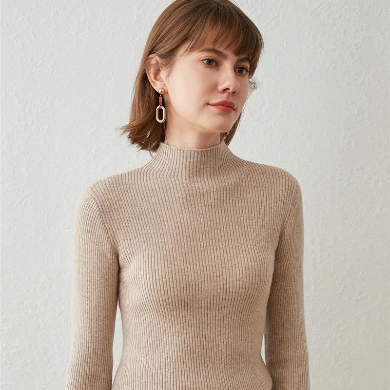 INDFS Женская мода Повседневный Осень Зима Однотонный Принт Длинный Рукав Полуводолазка Свитера