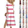 Ladies Fashion Summer Striped Print Dress Casual Beach Dress Dress Slim Holiday Dress