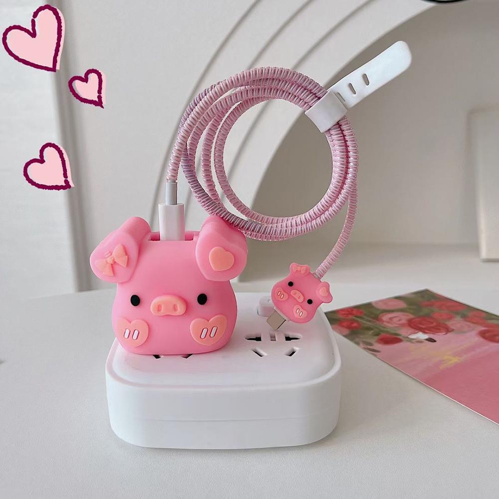 Applicable To Apple Data Cable Protective Cover Charger 18-20W Anti-breakage Winder Cute Flower Animal Advanced INS Style
