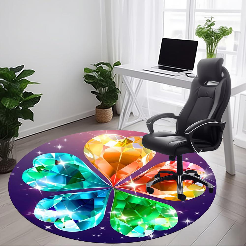 1pc Diamond Clover Chair Carpet for Office, Soft Comfortable Mat For Office, Living Room, Bedroom, Machine Washable Carpet yy251112012
