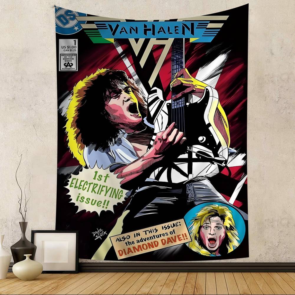 Van Halen Retrorock Band Hanging Bohemian Tapestry Hanging Tarot Hippie Wall Rugs Dorm Japanese Tapestry