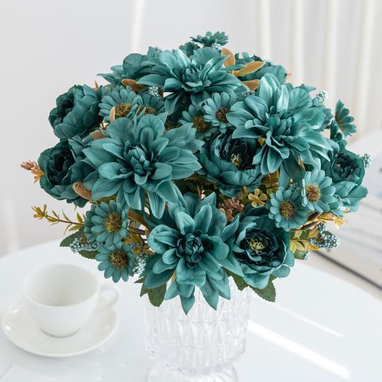 Связка искусственных цветов Искусственный букет из георгин Реалистичные искусственные цветы для цветочной композиции Украшения для свадьбы дома