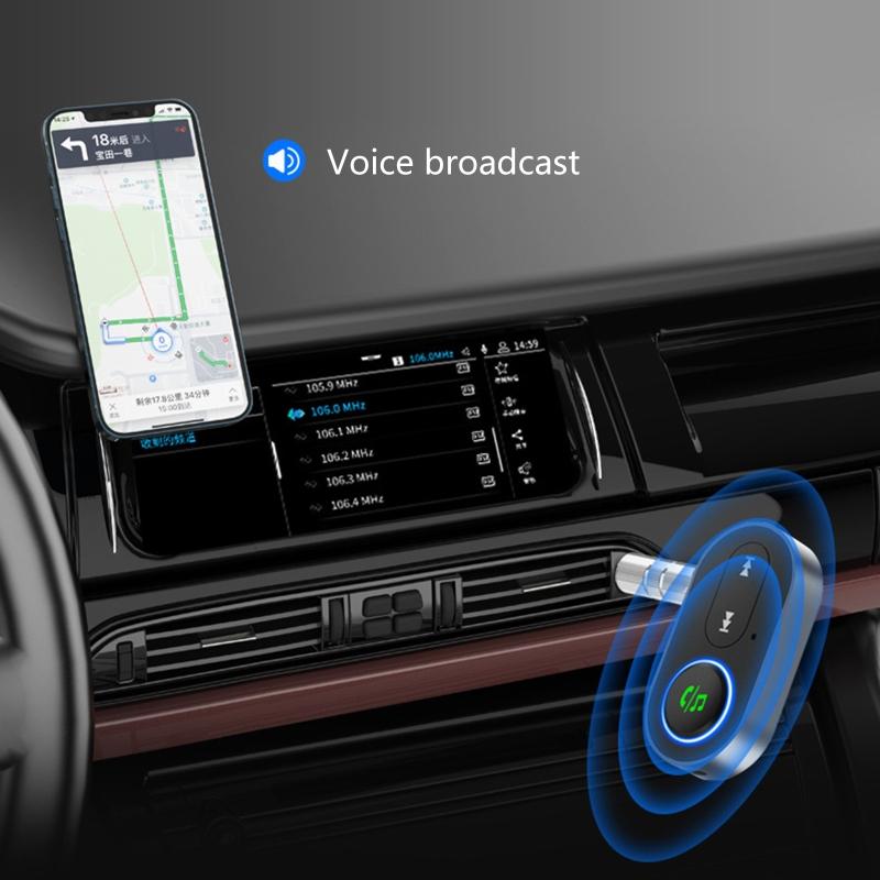 Bluetooth-compatible Receiver Wireless Adapter 3.5mm Aux Handsfree with Mic Music Receiver Support Voice Broadcast