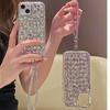 Роскошный чехол для телефона с бриллиантовым глиттером для iPhone 13 14 11 15 12 16 11 Pro В комплекте стразы и ремешок-шнурок